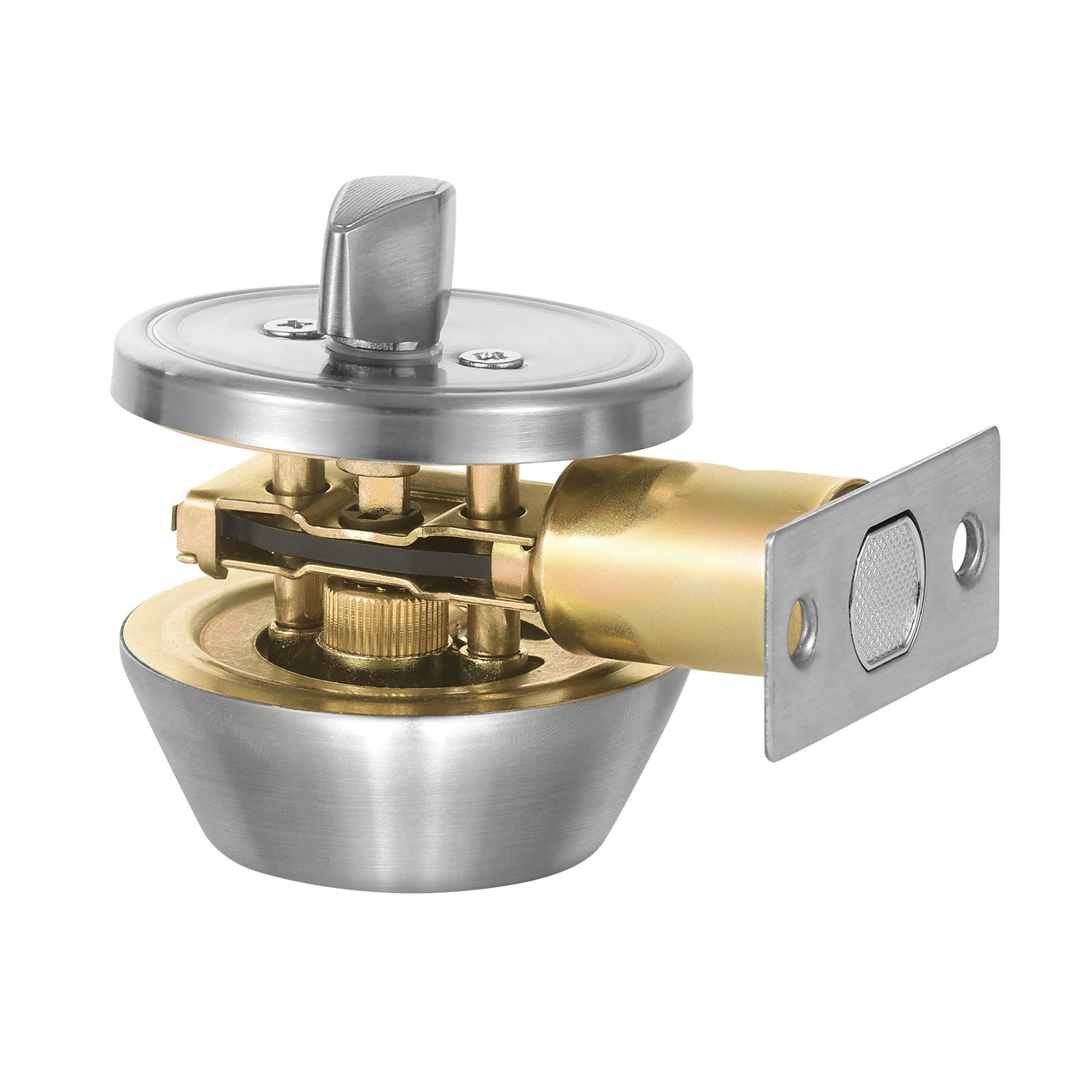 Deadbolt Lock Round Single Cylinder Dead Bolt Keyed 1 Side Satin Nickel 3 Keys_voghion.com